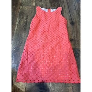 Maggie Breen Too Coral Eyelet‎ Scalloped Hem Dress Girls Size 10